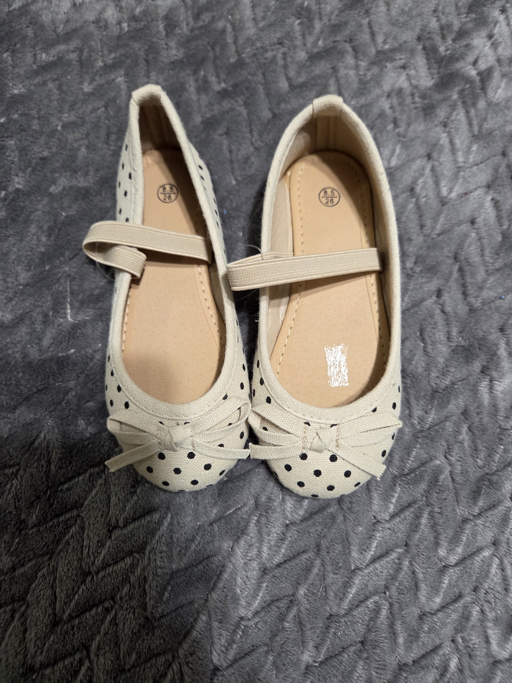 Girls Cream Polka Dot Mary Jane Flats with Bow